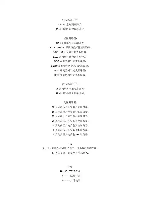 低压断路器型号