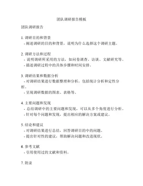 团队调研报告模板