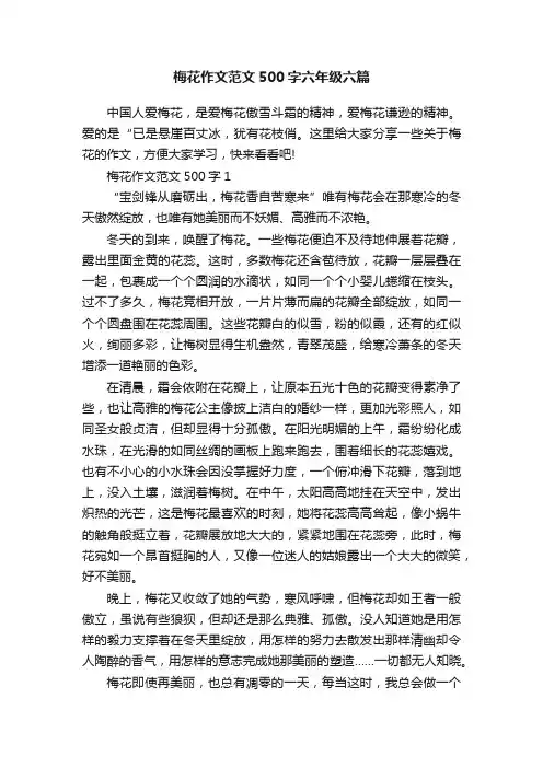 梅花作文范文500字六年级六篇