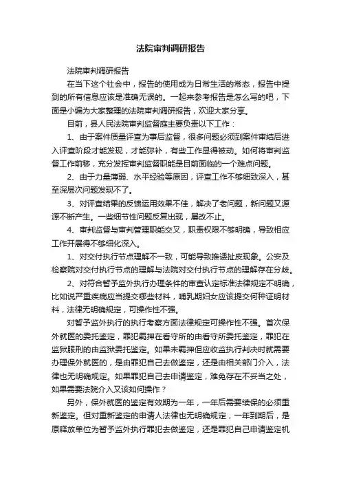 法院审判调研报告