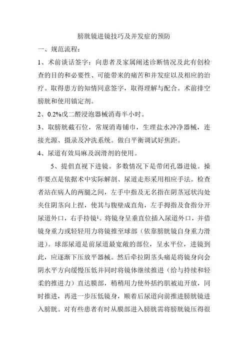 膀胱镜进镜技巧及并发症的预防
