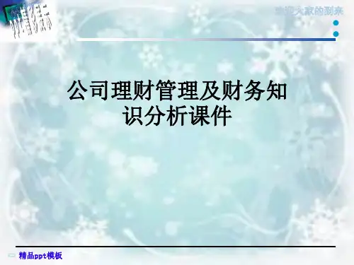 公司理财管理及财务知识分析课件