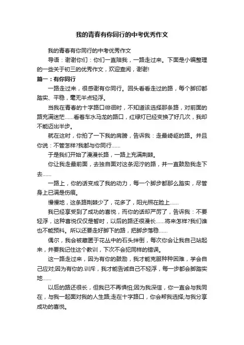 我的青春有你同行的中考优秀作文