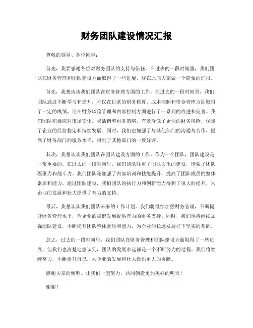 财务团队建设情况汇报