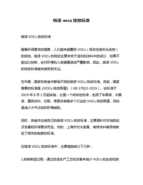 喷漆vocs排放标准