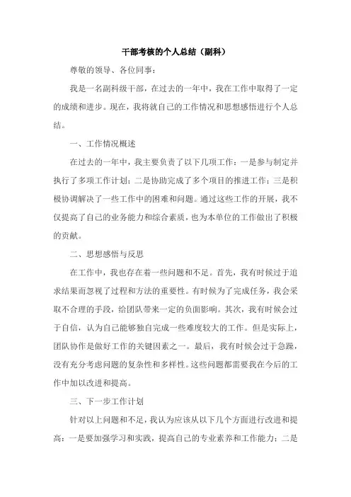 干部考核的个人总结(副科)
