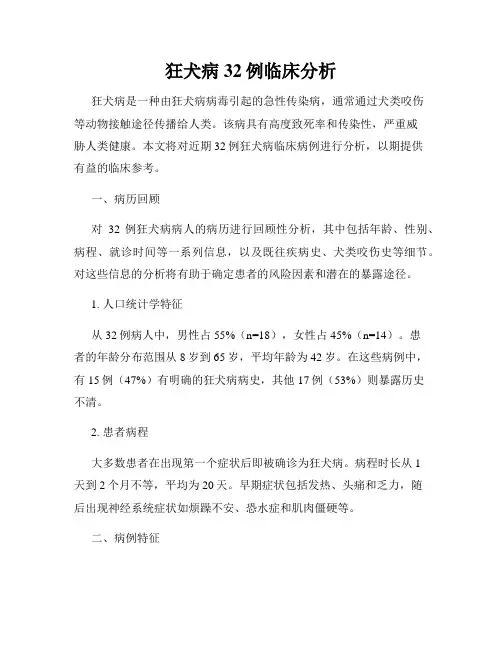 狂犬病32例临床分析