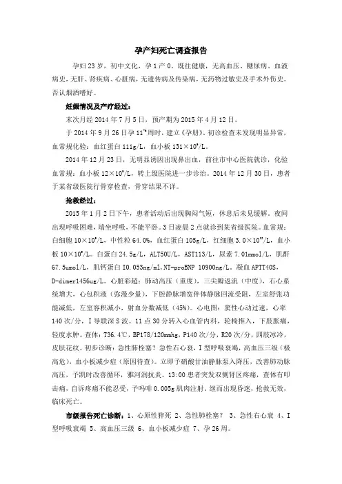 (全)孕产妇死亡调查报告