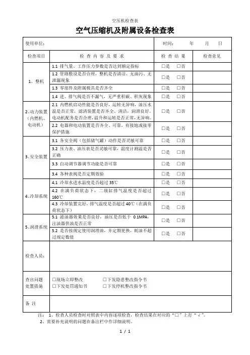 空压机检查表
