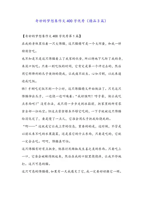 奇妙的梦想象作文400字优秀(精品3篇)