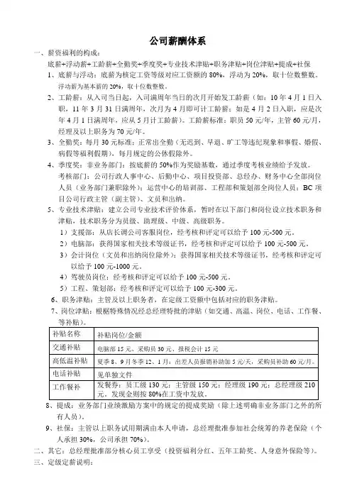 薪资等级方案
