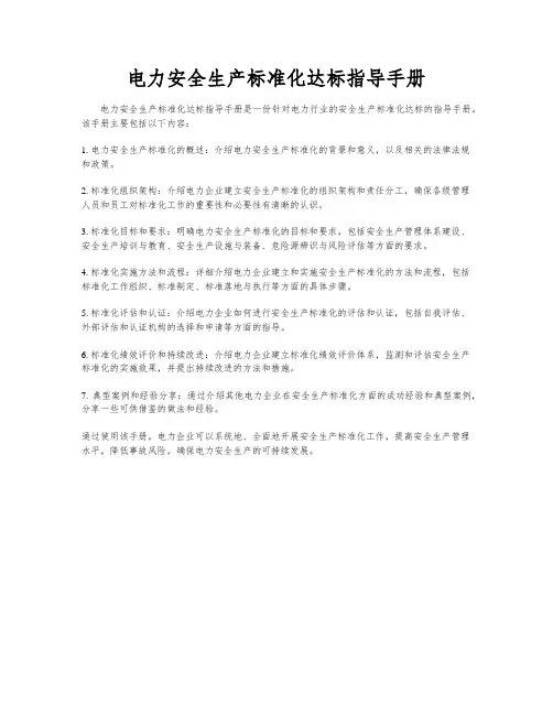 电力安全生产标准化达标指导手册