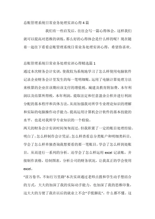 总账管理系统日常业务处理实训心得