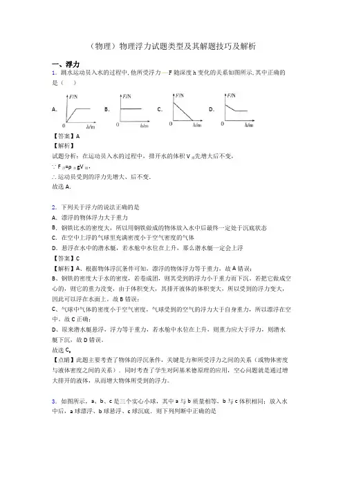 (物理)物理浮力试题类型及其解题技巧及解析
