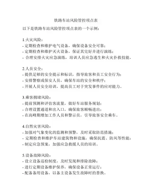铁路车站风险管控项点表