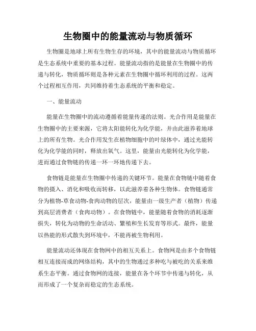 生物圈中的能量流动与物质循环
