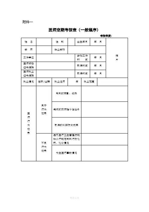 医师定期考核表(全套)