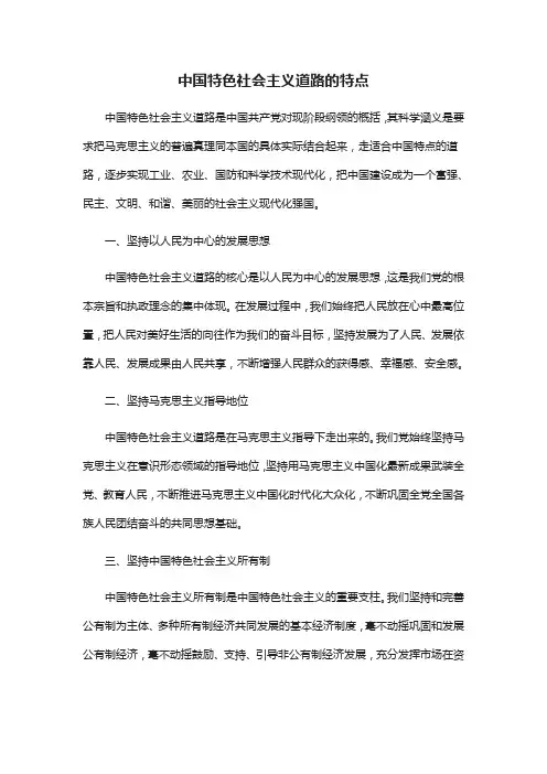 简述中国特色社会主义道路的特点