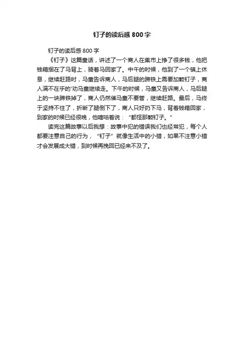 钉子的读后感800字