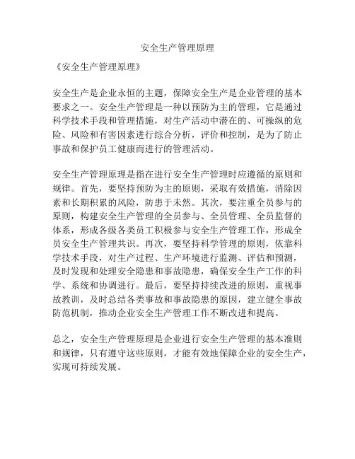 安全生产管理原理