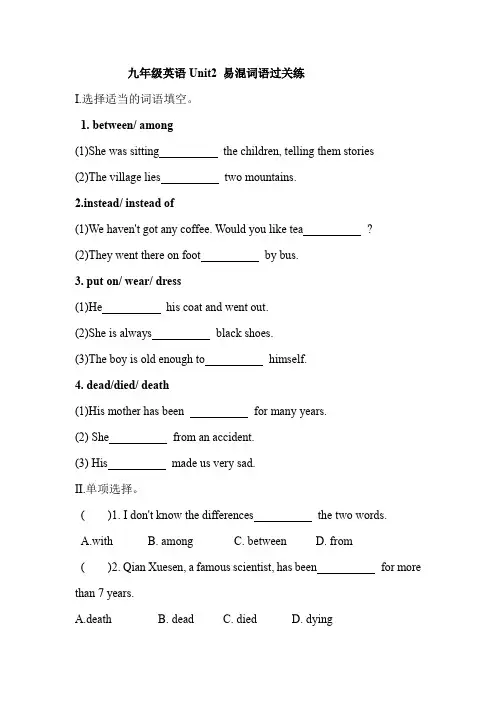 九年级英语Unit2易混词语过关练(含答案)