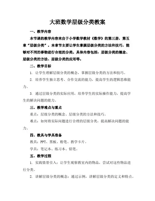 大班数学层级分类教案
