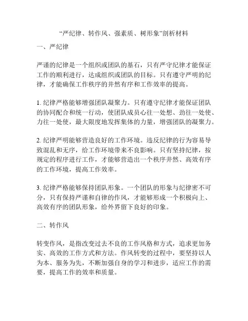 “严纪律、转作风、强素质、树形象”剖析材料