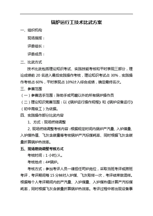 锅炉运行工技术比武方案