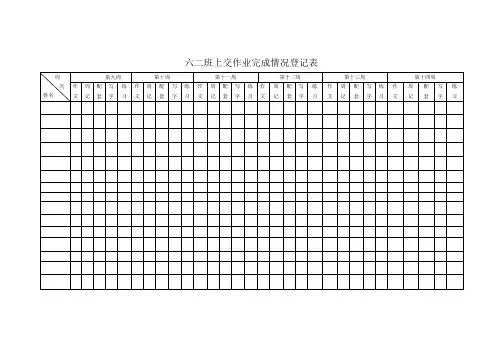 六二班作业完成情况登记表