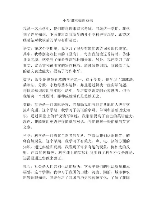 小学期末知识总结