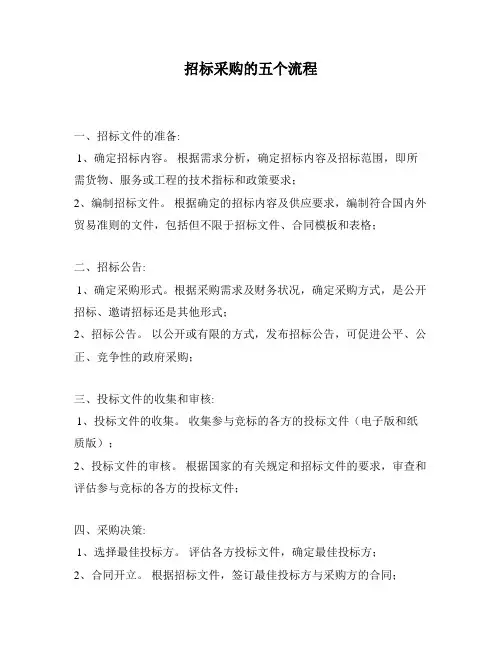 招标采购的五个流程