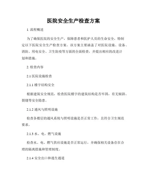 医院安全生产检查方案