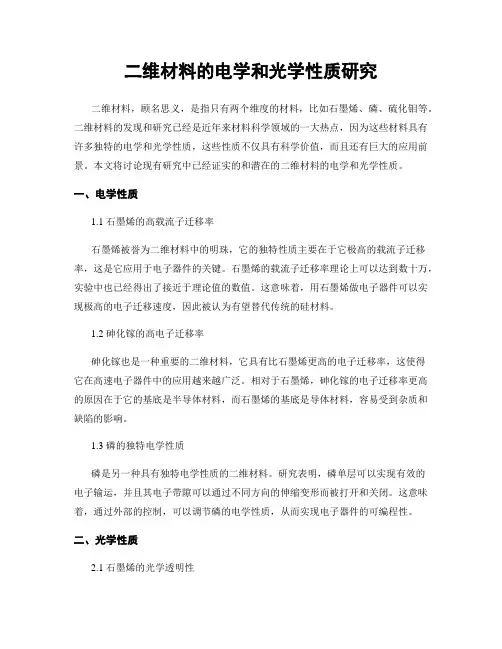 二维材料的电学和光学性质研究
