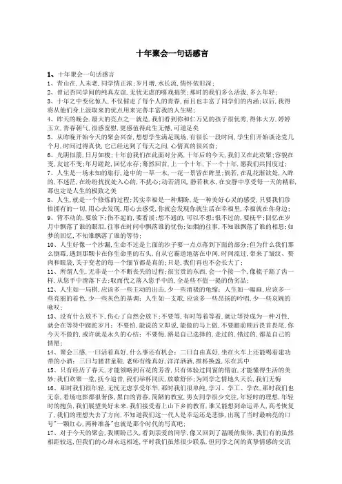 十年聚会一句话感言