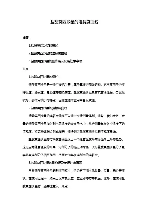 盐酸莫西沙星的溶解度曲线