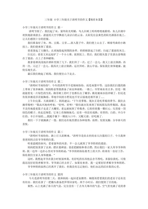 三年级 小学三年级关于清明节的作文【精彩5篇】