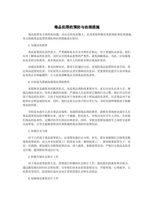毒品犯罪的预防与治理措施