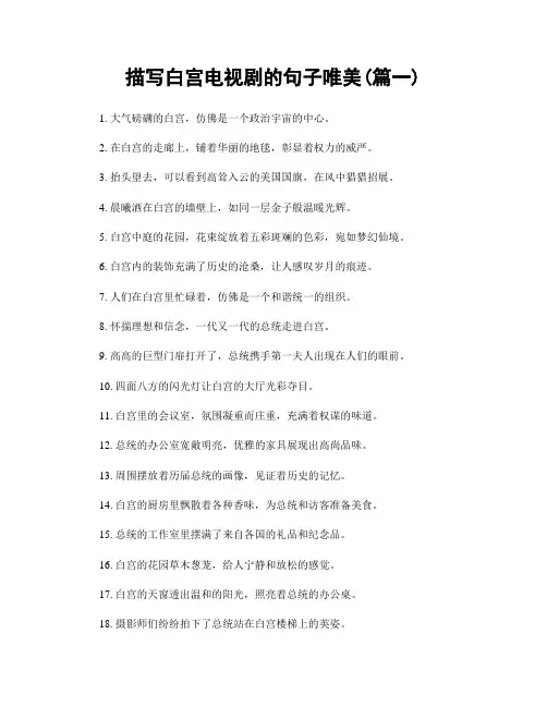 描写白宫电视剧的句子唯美(精选两篇)
