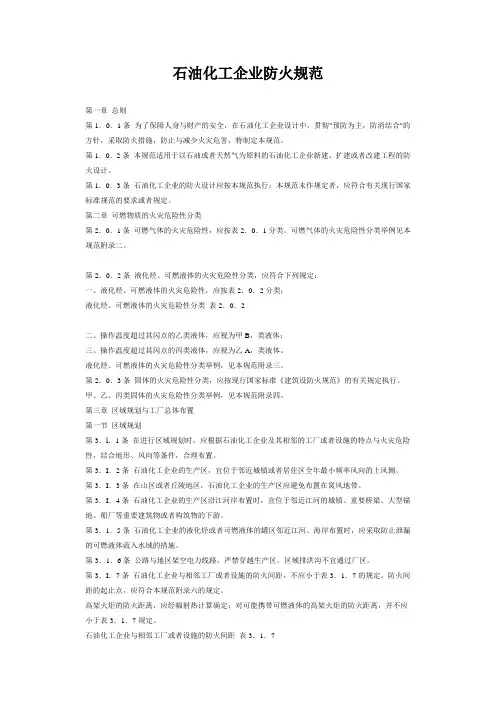 石油化工企业防火规范
