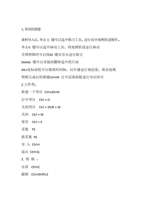 PR所有快捷键大全