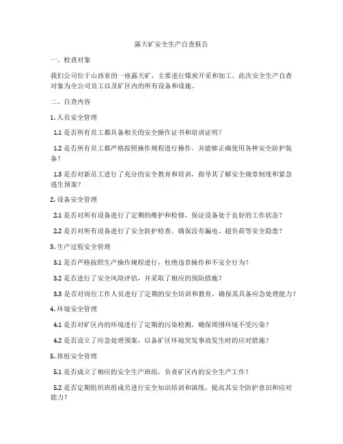 露天矿安全生产自查报告
