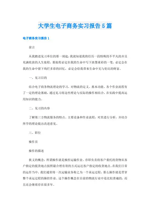 大学生电子商务实习报告5篇