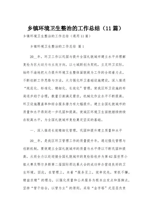 乡镇环境卫生整治的工作总结(11篇)
