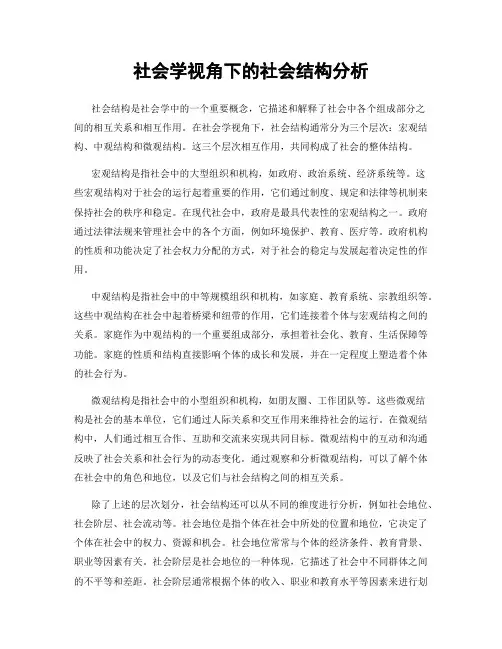 社会学视角下的社会结构分析