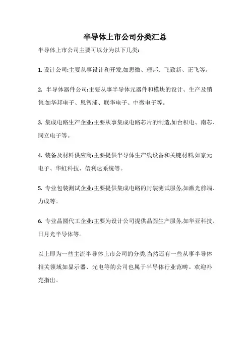 半导体上市公司分类汇总