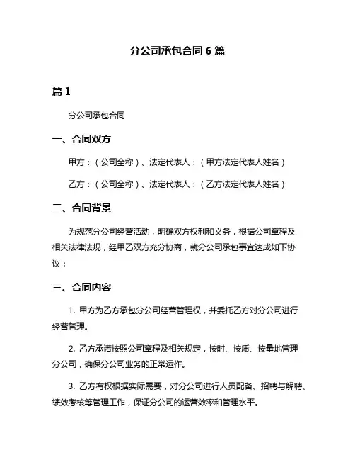 分公司承包合同6篇
