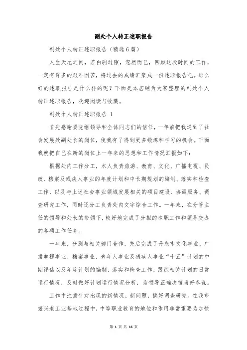 副处个人转正述职报告