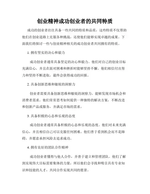 创业精神成功创业者的共同特质