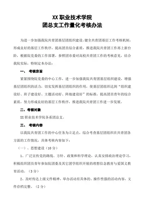 学院团总支工作量化考核办法