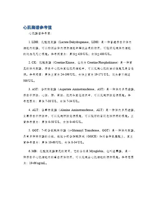 心肌酶谱参考值